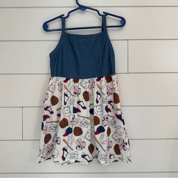 NWT Twocan 2T Girls Baseball Dress Spaghetti Strap Summer Sports Denim Boutique - Picture 4 of 4